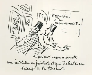 Caricature de la première exposition impressionniste à Paris, « Révolution dans la peinture ! Et un début terrifiant », 1874